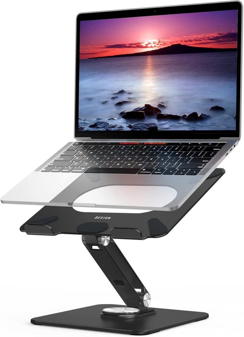BESIGN LSX7 Laptop Stand with 360 Rotating Base, Ergonomic Adjustable Notebook Riser Holder Compatible with Air, Pro, Dell, HP, Lenovo More 10-15.6" Laptops (Black) - Image 2